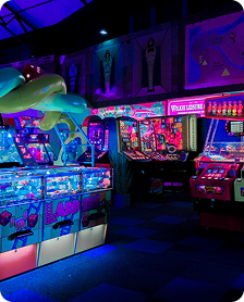 Colorful arcade machines