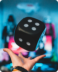 Hand holding dice